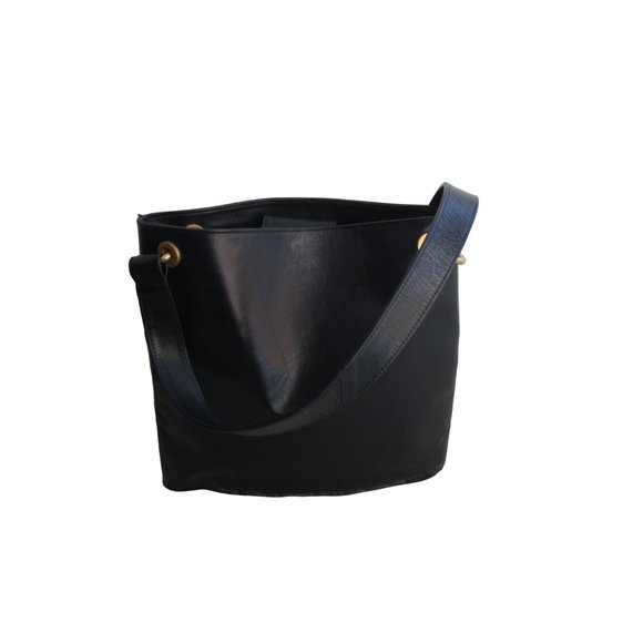 *Charles Jourdan Paris Vintage Satchel Shoulder Bag RETRO Black Midnight Blue - Picture 1 of 12